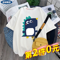 Boy short sleeve T-shirt children summer white cotton half sleeve shirt boy dinosaur print breathable thin top