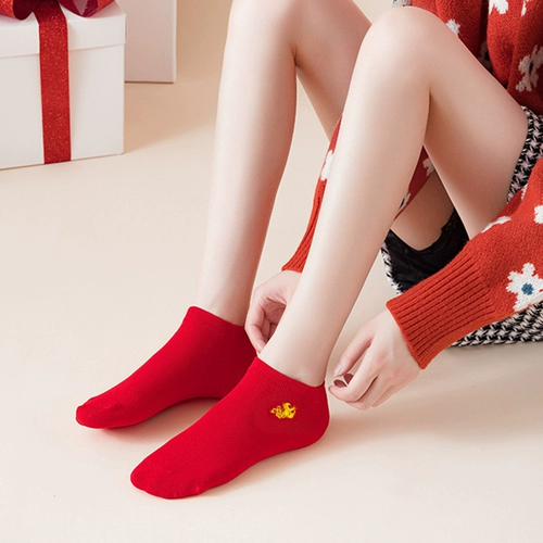 Красный оберег на день рождения, носки, милые цветные гольфы с бантиком, подарок на день рождения, средней длины