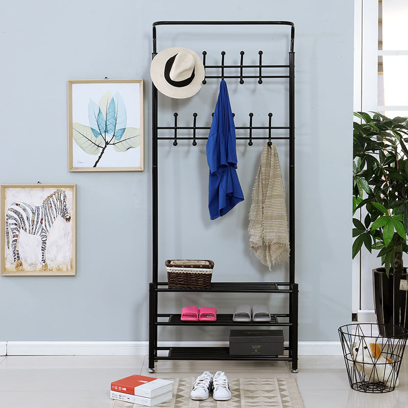 Simple foyer coat rack bedroom hanging hanger living room hanging bag shoe rack combination home floor hanger shoe cabinet integrated