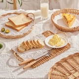 Корзина для хлеба ивы, булочки с ротантом, торты для завтрака, корзина для закусок с двойной одеждой эллипс с закусочной хлеб