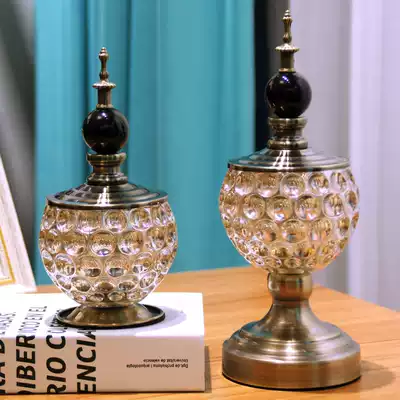 European-style crystal ball glass decoration Home living room entrance American decoration Wine cabinet coffee table storage tank craft gift decoration