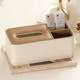Caja de pañuelos color crema para sala de estar y dormitorio, grano de madera ligero de lujo, caja de almacenamiento simple de alta gama, caja de papel de cuero nórdico