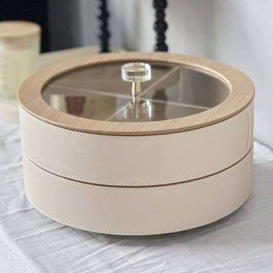 High-End Fruit Plate, Light Luxury Style, Living Room Coffee Table, High-Grade Leather Nut, Candy, Snack Storage Box, Household Dried Fruit Gift Box