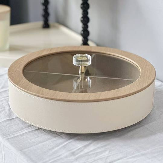 High-End Fruit Plate, Light Luxury Style, Living Room Coffee Table, High-Grade Leather Nut, Candy, Snack Storage Box, Household Dried Fruit Gift Box