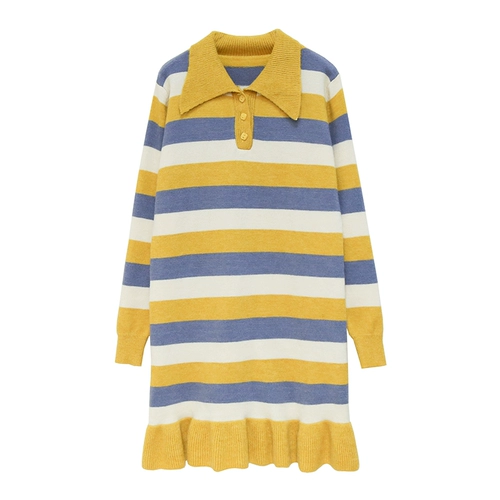 Трикотажное платье-свитер, длинное платье, в корейском стиле, средней длины, 2019