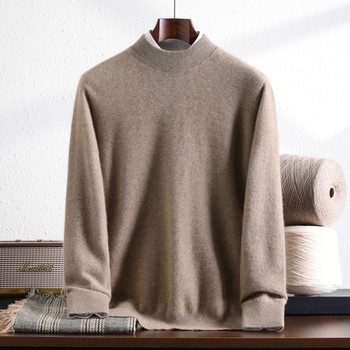 2025 new autumn and winter 100% pure cashmere sweater half turtleneck men's versatile loose large size sweater bottoming sweater 2025 new autumn and winter 100% pure cashmere sweater half turtleneck men's versatile loose large size sweater bottoming sweater