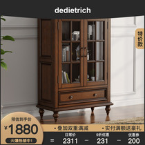  American country solid wood wine cabinet Living room Dining room Retro double door dining side cabinet Low cabinet locker storage cabinet furniture