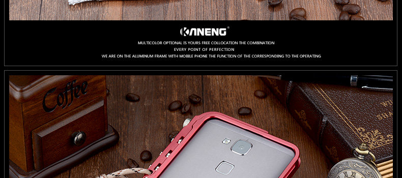 KANENG Mechanical Arm Trigger Aluminum Bumper Metal Frame Case Cover for Huawei Mate 7