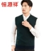 Áo vest nam Hengyuanxiang mùa thu và mùa đông không tay vest áo len rộng mui xe kích thước lớn nam tinh khiết áo len - Dệt kim Vest áo len nam hàn quốc Dệt kim Vest