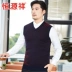 Áo len nam Hengyuanxiang vest v-cổ set cha trung niên mặc áo len không tay nam áo len nam - Kéo qua quần jean nam Kéo qua