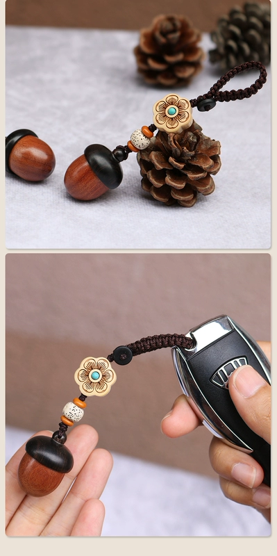 Mặt dây chuyền móc khóa xe hơi bằng gỗ đàn hương Acorn Mặt dây chuyền dây điện thoại di động dễ thương có thể tháo ra Internet của nam và nữ Phụ kiện sáng tạo dành cho người nổi tiếng gối tựa cổ ô tô