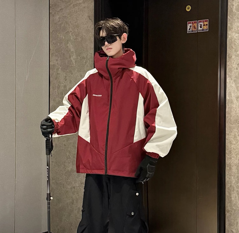 Hn Trendy Brand [Reversible] New Autumn Hooded Windbreaker Jacket Outdoor Windproof Loose Versatile Coat Top