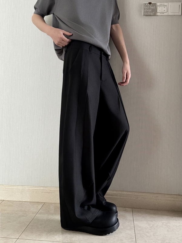 Hn26Ss/【Three-Dimensional Tailoring】Drapey Scimitar Design Men's Dress Pants Versatile Loose Slimming Casual Trousers