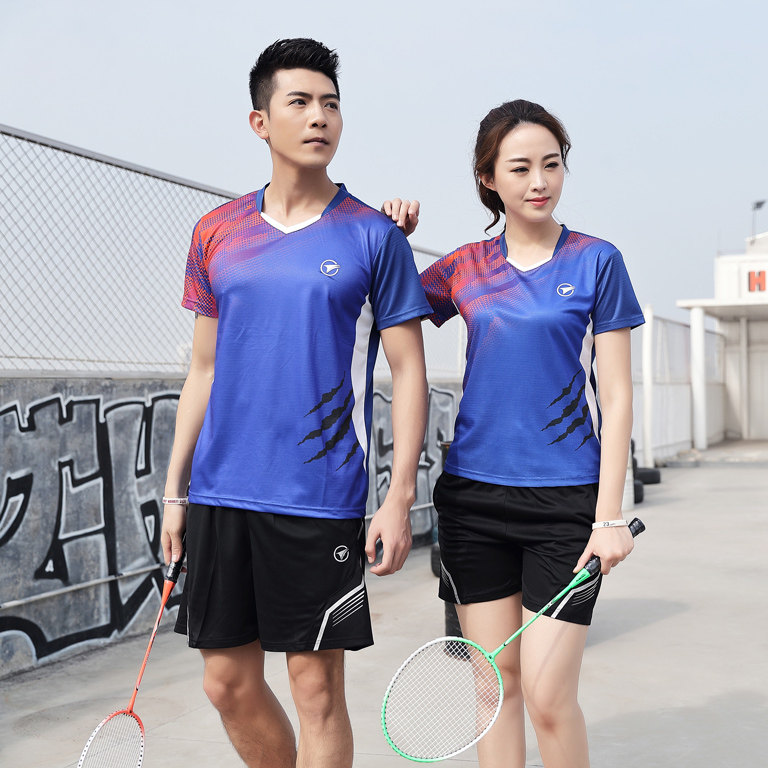 2021 new badminton clothes lovers suit men's summer speed dry breathable short sleeve race suit women's tennis uniform sportswear