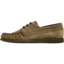 Massimo Dutti Mens Shoes 2024 Summer New Brown Retro Lace Up Soft Suede Genuine Leather Boat Shoes Loafers 12457450085