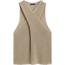 Summer new MassimoDutti2024 womens clothing minimalist design elegant elegant cross halter strap sleeveless T-shirt 05774758303