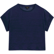 New Season Special MassimoDutti Womens Clothing 2024 Summer New Basics Linen Short Round Neck Short Sleeve T-Shirt 06228933420