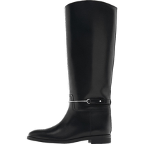 Massimo Dutti womens shoes 2024 autumn and winter new style black detachable embellished knight style high boots 11004450800
