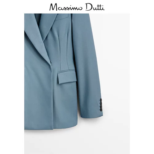 Massimo Dutti, демисезонный синий шерстяной пиджак классического кроя