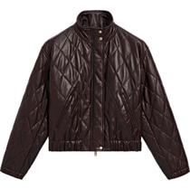 Spring Summer New Products MassimoDutti2024 Womens Dress Merald Brown Locomotive Neutral Wind Quilted Genuine Leather Pilot Cotton Clothing Leather 04721778700