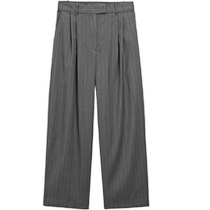 Early autumn new style MassimoDutti2024 womens intellectual fashionable commuting style pure wool gray pinstripe straight trousers 05018847829