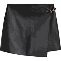 Discount Season MassimoDutti Womens Clothing 2024 Summer New Style French Versatile Black Nappa Soft Leather Mini Pants Skirt 05307999800