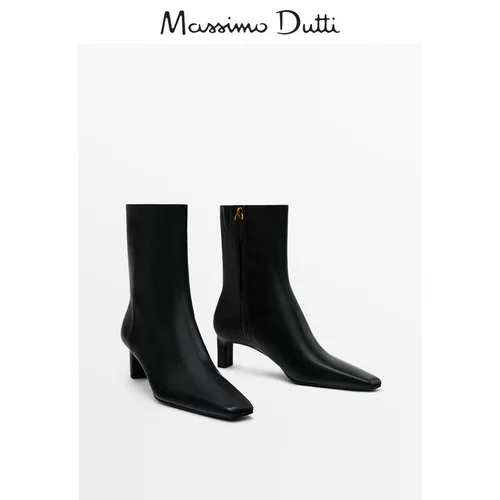 Massimo Dutti, летние туфли, высокие короткие сапоги, из натуральной кожи