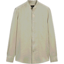 New Season Special Massimo Dutti Mens Clothing 2024 Summer New Casual Standard Linen Stand Collar Long Sleeve Shirt 00123482982