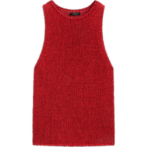 New Season Special MassimoDutti2024 Womens Dopamine Red Basic Knitted Round Neck Vest Sleeveless T-Shirt Top 05710510600