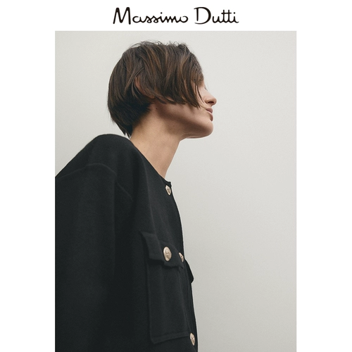 Massimo Dutti, трикотажный свитер, в стиле Шанель, круглый воротник