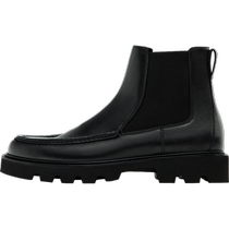 Massimo Dutti Mens Shoes 2024 Summer New Black Simple Stacked Edge Chelsea Boots 12060250800