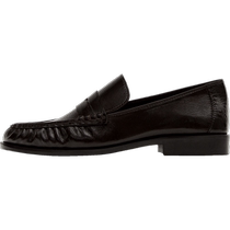 Nouveaux produits spéciaux Massimo Dutti Chaussures pour femmes 2024 Nouveaux produits spéciaux Mocassins à larges bretelles froncés marron 11540350700