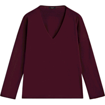 Новый продукт ex-gratia Massimodulti2024 женская одежда Lazy Wind Laxness minimalist о Bordeaux Wine Red V Свитер Knit Кардиган 05613525606