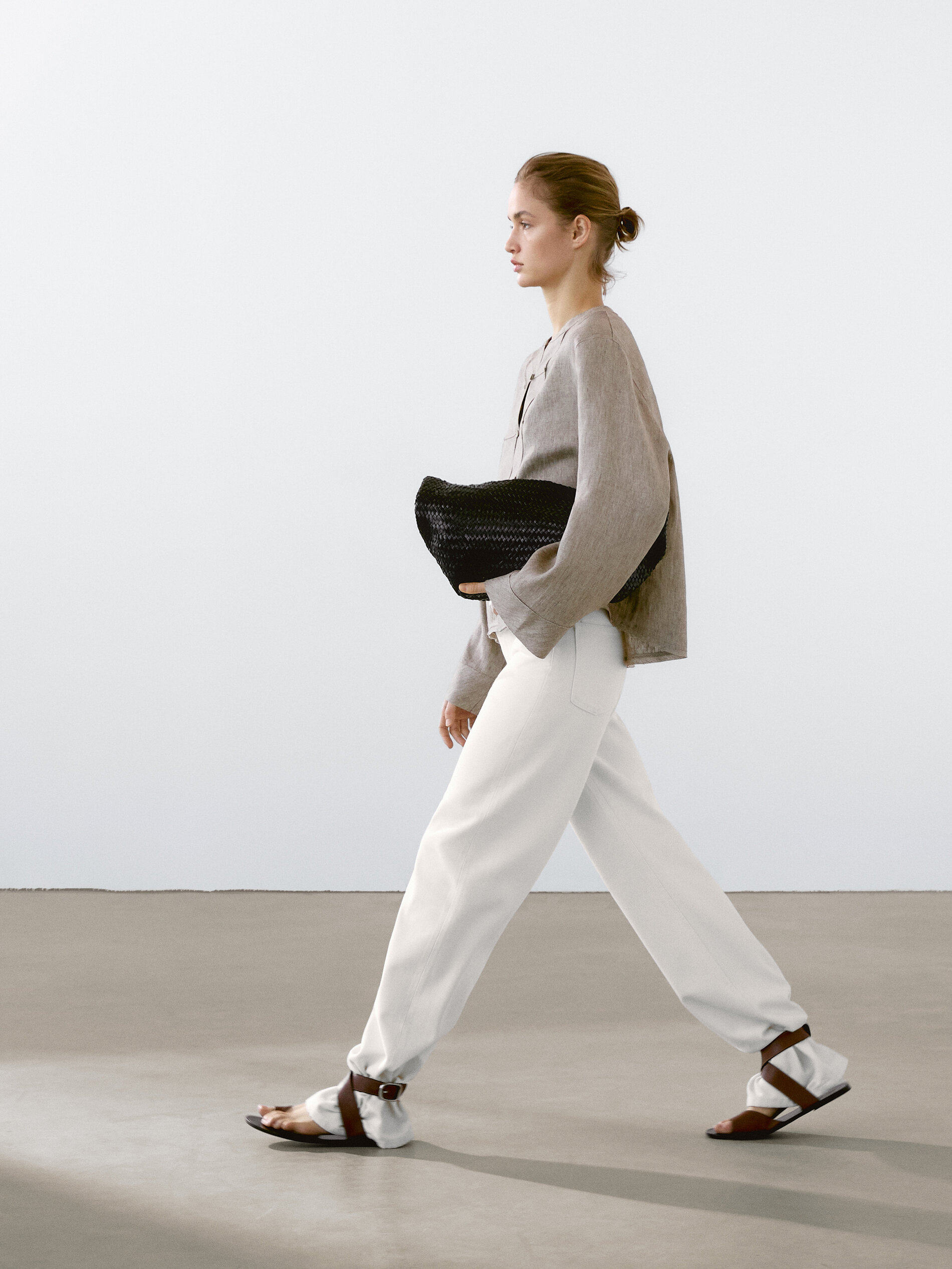 Massimo Dutti, демисезонная элегантная коричневая рубашка с круглым воротником, китайский стиль 