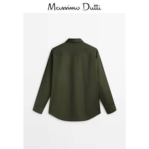 Massimo Dutti, демисезонный хлопковый лонгслив для отдыха, рубашка, французский стиль