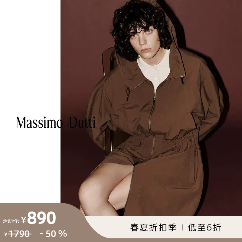 Discount Season Massimo Dutti Women's Clothing 2026 Spring/Summer New Casual Mid-Length Hooded Parka Windbreaker Jacket 06702456722