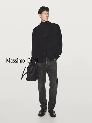 Осенне-зимняя новая мужская одежда Massimo Dutti 2025, новинка повседневного ленивого стиля, вязаный кардиган с высоким воротником из мягкой восковой шерсти 01055231800