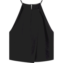 Spring and summer new product MassimoDutti2024 womens clothing French style elegant minimalist style black linen suspender sleeveless shirt 05144946800