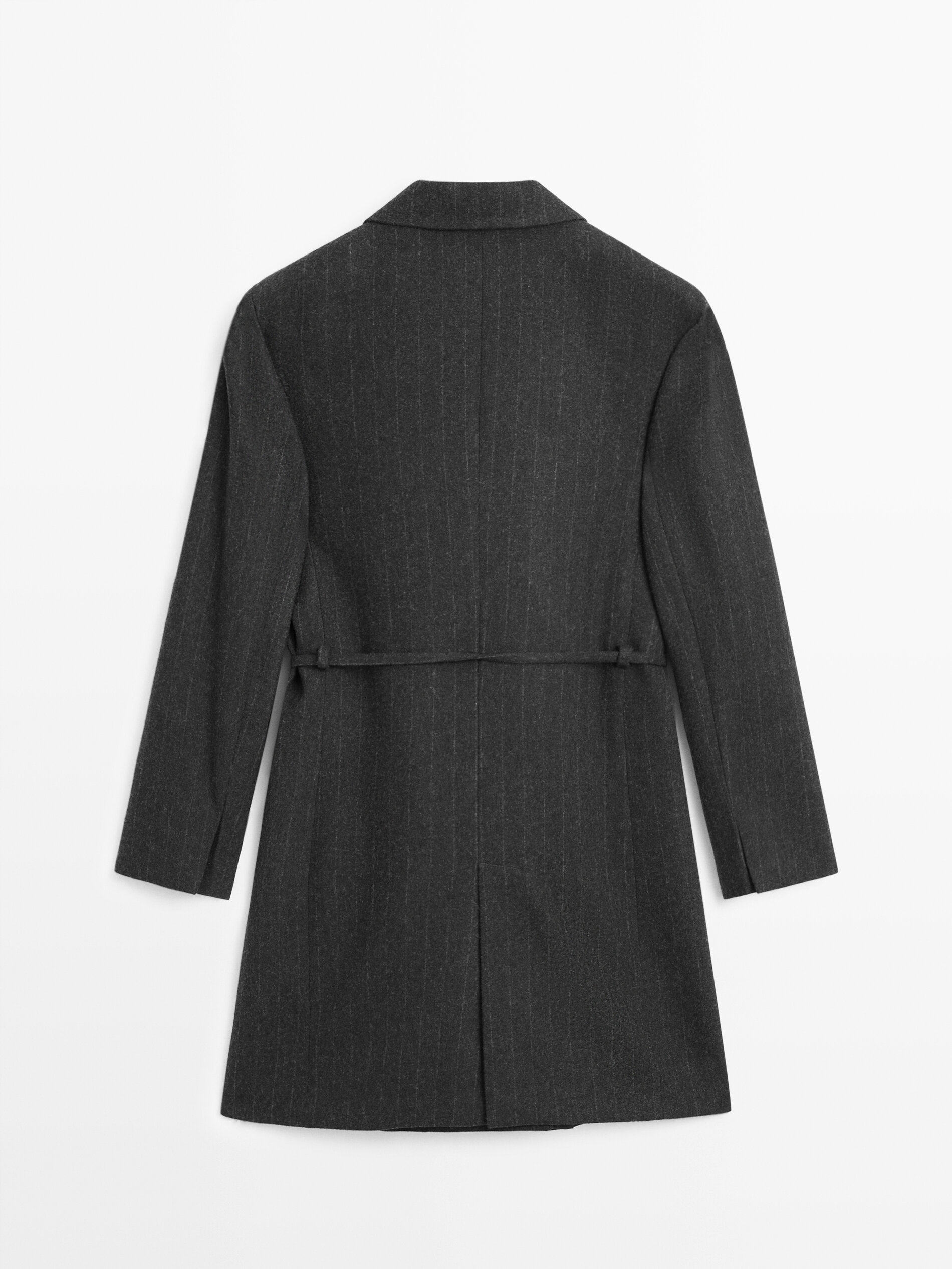 Новинка зимний осеннний MassimoDutti2025 женщины Свет и способный темперамент Коммутирующий стиль длинная модель кружево полоса костюм пальто 06054901802 