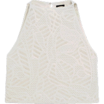 Summer new MassimoDutti2024 womens romantic garden deserted white noise texture dark pattern crochet sleeveless shirt top 05128678250