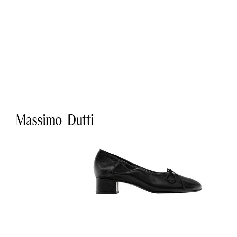 Massimo Dutti Women's Shoes 2026 Autumn New Style Black Elegant and Simple High-Heeled Ballet Shoes with Bow Decoration 11433750800 Massimo Dutti Women's Shoes 2026 Autumn New Style Black Elegant and Simple High-Heeled Ballet Shoes with Bow Decoration 11433750800