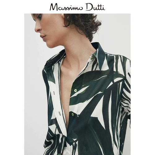 Massimo Dutti 2023 Женские каникулы, Печатная печать пальмовых рубашек 05127823500