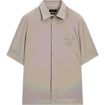 Discount season MassimoDutti mens 2024 summer new casual urban commuting style solid color comfortable cotton short-sleeved shirt 00132496802