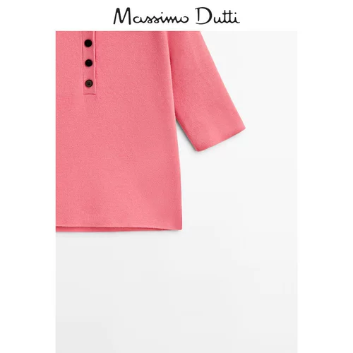 Весна и летняя скидка Massimodutti Женская одежда 2023 Новая дофаминовая кнопка с коротки