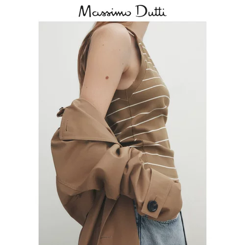 Massimo Dutti, летняя футболка без рукавов, жилет, коллекция 2023, в стиле Шанель, эффект подтяжки