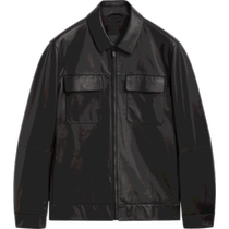 Printemps et été nouveau MassimoDutti hommes 2024 nouveau style de vêtements de travail décontracté style banlieue veste en cuir noir veste en cuir 03327257800