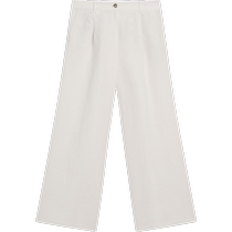 Early Autumn New MassimoDutti2024 Womens Casual Lazy Style Relaxed Off-White Pleated Floor-Mopping Wide-Leg Trousers 05076580712