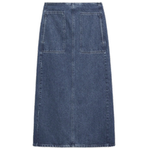 New product special offer MassimoDutti2024 womens casual style classic simple and versatile straight version A-line skirt denim skirt 05206507427