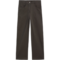 Early autumn new Massimo Dutti 2024 womens clothing casual commuting style dark green comfortable cotton straight-leg trousers 05002702529