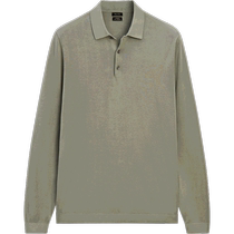 Summer new MassimoDutti mens 2024 new simple commuter style skin-friendly cotton POLO shirt collar long-sleeved sweater 00923401211